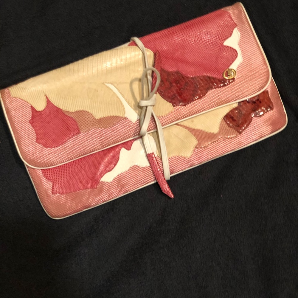 VINTAGE Carlo Fiori of ITALY Clutch Pink and Cream